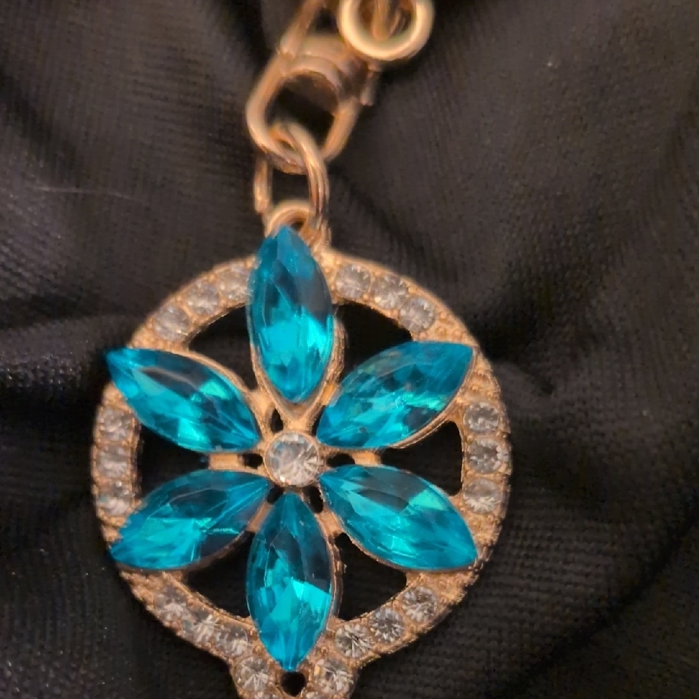 Elegant Gold and Blue Keychain/Purse Charm - Picture 2 of 5